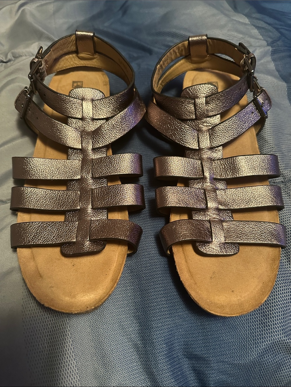 White Mountain Metallic Purple Strappy Gladiator Sandals